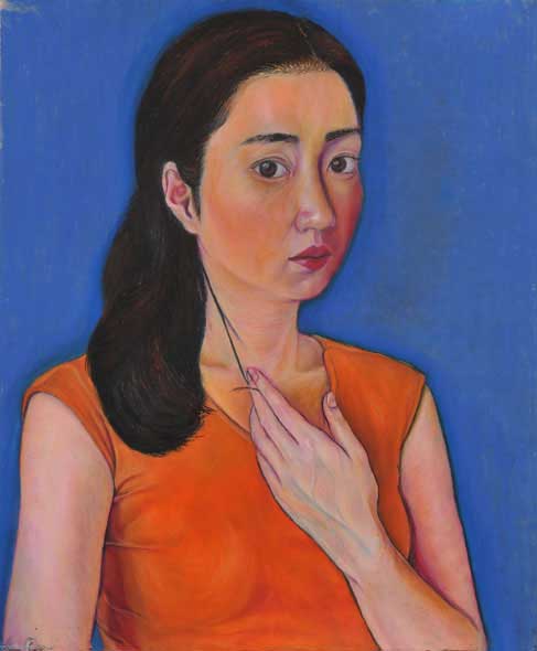 Woman in blue